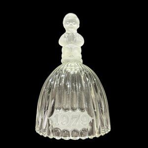Vintage House of Goebel 1979 Clear Crystal Glass Bell, Christmas Bell with Frost
